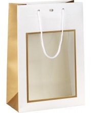 Poklon vrećica Giftpack - 20 x 10 x 29 cm, bijela i bakrena, s PVC prozor -1