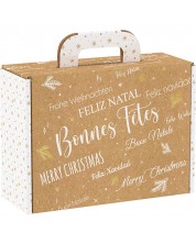 Poklon kutija Giftpack Bonnes Fêtes - Kraft i bijelo, 25 cm	 -1