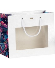 Poklon vrećica Giftpack - 20 x 10 x 17 cm, bijela/tropska, PVC prozor