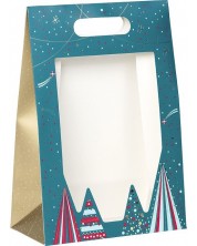 Poklon vrećica Giftpack Bonnes Fêtes - Plava, 29 cm, PVC prozor