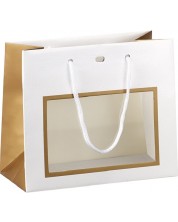Poklon vrećica Giftpack - 20 x 10 x 17 cm, bijela i bakrena, s PVC prozor