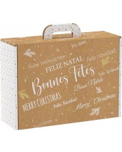 Poklon kutija Giftpack Bonnes Fêtes - Kraft i bijelo, 34.2 cm -1