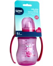 Prijelazna šalica s ručkama Wee Baby - Galaxy, PP, 250 ml, ružičasta -1