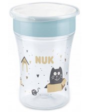 Prijelazna čaša NUK - Magic Cup, 8 m+, 230 ml, Cat & Dog, siva -1