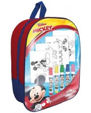 Ruksak za vrtić IMC Toys - Mickey Mouse, s priborom za bojanje