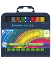 Set fineliner flomastera Schneider - Link-It, 8 boja, u kutiji sa stalkom