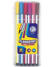 Šesterokutni flomasteri s filcom Astra - 12 boja