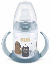 Bočica NUK First Choice - Cat & Dog, TC, PP, s vrhom za sok, 150 ml, plava -1