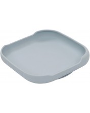 Silikonski tanjir ploča s vakumom Interbaby - Plavo-siva -1