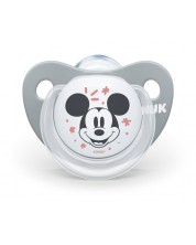 Silikonska duda NUK - Mickey, 0-6 mjeseci, siva