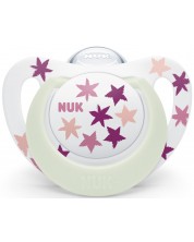 Silikonska duda Nuk - Star Night, 6-18 mjeseci, roze zvjezdice -1