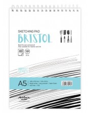 Blok za crtanje sa spiralom Drasca Bristol sketch pad - A5, 40 l -1