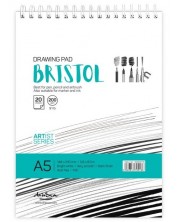 Blok za crtanje sa spiralom Drasca Bristol drawing pad - А5, 20 l