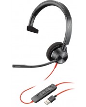 Slušalice s mikrofonom Plantronics - Blackwire 3310 MS USB-A, crne -1