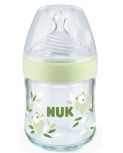 Staklena bočica NUK Nature Sense - Temperature control, Softer, 120 ml, zelena -1