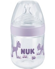 Staklena bočica Nuk Nature Sense - TC, silikonska duda S, 120 ml, ljubičasta -1
