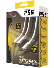 Kabel Steelplay Dual Play & Charge, Type-C, 3 m alb (PS5) -1
