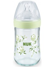 Staklena bočica Nuk - Nature Sense, sa silikonskim sisaćem М, 240 ml, zelena -1
