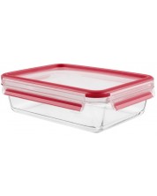 Staklena kutija za hranu Tefal - Clip & Close, 700 ml, crvena