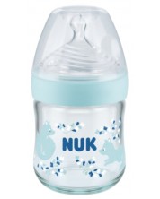 Staklena bočica NUK Nature Sense - Temperature control, Softer, 120 ml, plava -1