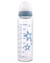 Staklena bočica Lorelli - Anti colic, 240 ml, plava -1