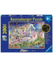 Svjetleća slagalica Ravensburger od 200 XXL dijelova - Leptiri i jednorog -1