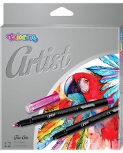 Fineliner flomaster Colorino Artist - 12 boja, u kutiji