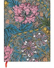 Bilježnica Paperblanks Morris Pink Honeysuckle - 13 x 18 cm, 72 lista, sa širokim redovima