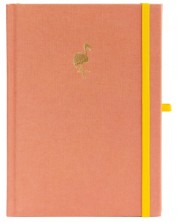 Bilježnica s lanenim koricama Blopo - The Flamingo, listovi na točke