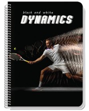 Bilježnica sa spiralom Black&White Dynamics - A4, 80 listova, široki redovi, asortiman -1