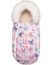 Univerzalna vreća za dječja kolica s vunom DoRechi - Baby XS, Ružičasti miš -1