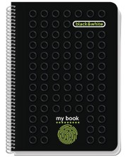 Bilježnica sa spiralom Black&White My Book - A4, 80 listova, široki redovi, asortiman -1