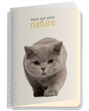 Bilježnica sa spiralom Black&White Nature - A4, 100 listova, široki redovi, asortiman -1