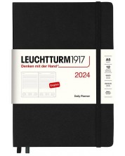 Rokovnik Leuchtturm1917 Daily Planner - А5, crni, 2024