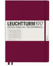 Bilježnica Leuchtturm1917 Master Slim - А4+, s linijama, Port Red