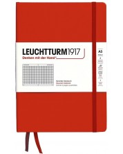 Rokovnik Leuchtturm1917 Natural Colors - A5, crveni, stranice s kvadratićima, tvrdi uvez