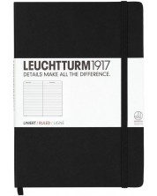 Bilježnica Leuchtturm1917 Notebook Medium А5 - Crna, stranice u redovima