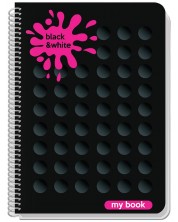 Bilježnica sa spiralom Black&White My Book - B5, 80 listova, široki redovi, asortiman -1