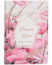 Bilježnica sa spiralom Black&White Flowers Storm - А4, 105 listova, asortiman
