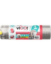 Vreće za smeće s vezicama viGO! - Premium №1, 60 l, 10 komada, srebrnaste -1