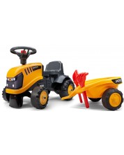 Traktor Falk - JCB, s prikolicom, grabljem i lopatom, žuti -1