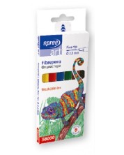 Flomasteri u boji SpreeArt -  Ø 2.3 mm, 6 boja