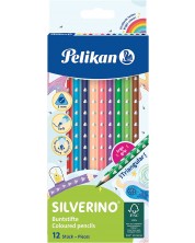 Trostrane olovke u boji Pelikan Silverino - 12 boja
