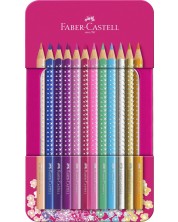 Olovke u boji Faber-Castell Sparkle - 12 boja, metalna kutija