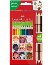 Olovke u boji Faber-Castell - Triangular, 12 boja i 3 tjelesne nijanse