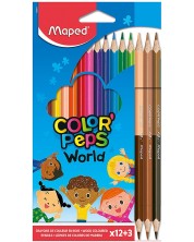 Olovke u boji Maped Color Peps - 12 boja, sa 3 dvostrane olovke