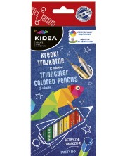 Olovke u boji Kidea - trokutasti, 12 boja + zlatna i srebrna