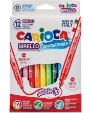 Flomasteri u boji Carioca - Birello, 12 boja, dvostruki -1
