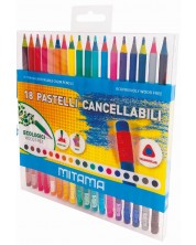 Olovke u boji Mitama - Erasable, 18 boja, s gumom