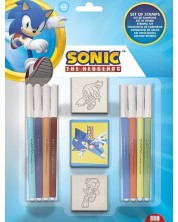 Kreativni set Multiprint - Sonic, 2 pečata i 8 flomastera